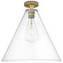 1_Crown Point Berkshire 16"W Brushed Brass Flush Mount With Clear Shade