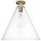 Crown Point Berkshire 16"W Brushed Brass Flush Mount With Clear Shade