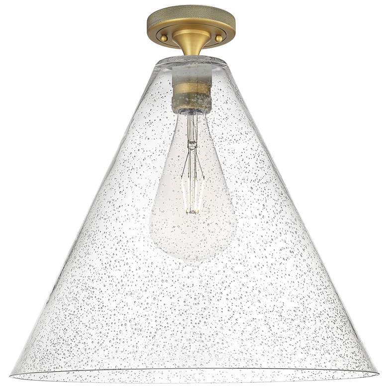 Image 1 Crown Point Berkshire 16"W Brushed Brass Flush Mount With Seedy Shade