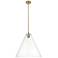 Crown Point Berkshire 16"W Brushed Brass Stem Pendant With Clear Shade