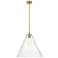 Crown Point Berkshire 16"W Brushed Brass Stem Pendant With Seedy Shade