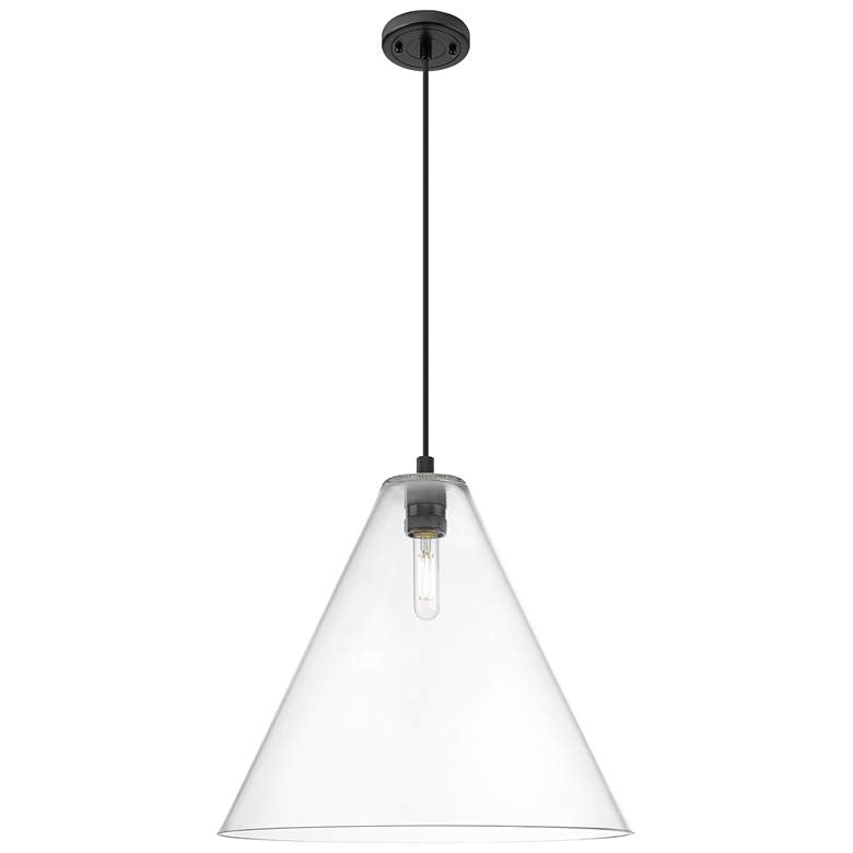 Image 1 Crown Point Berkshire 16"W Matte Black Cord Pendant With Clear Shade