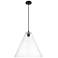 Crown Point Berkshire 16"W Matte Black Cord Pendant With Clear Shade