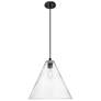 Crown Point Berkshire 16"W Matte Black Cord Pendant With Seedy Shade