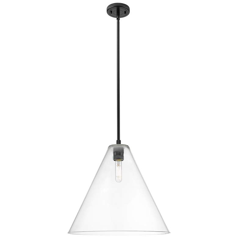 Image 1 Crown Point Berkshire 16"W Matte Black Stem Pendant With Clear Shade