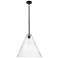 Crown Point Berkshire 16"W Matte Black Stem Pendant With Seedy Shade