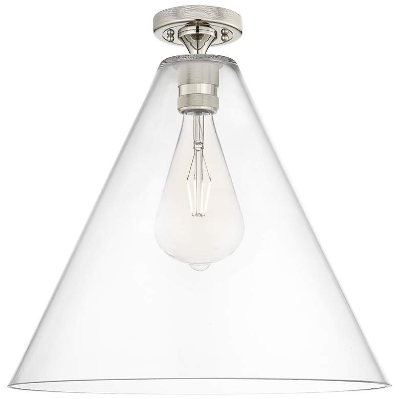 Image 1 Crown Point Berkshire 16"W Polished Nickel Flush Mount With Clear Shade