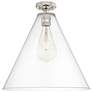 1_Crown Point Berkshire 16"W Polished Nickel Flush Mount With Clear Shade