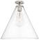 Crown Point Berkshire 16"W Polished Nickel Flush Mount With Clear Shade