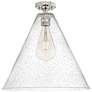 1_Crown Point Berkshire 16"W Polished Nickel Flush Mount With Seedy Shade