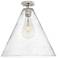 Crown Point Berkshire 16"W Polished Nickel Flush Mount With Seedy Shade