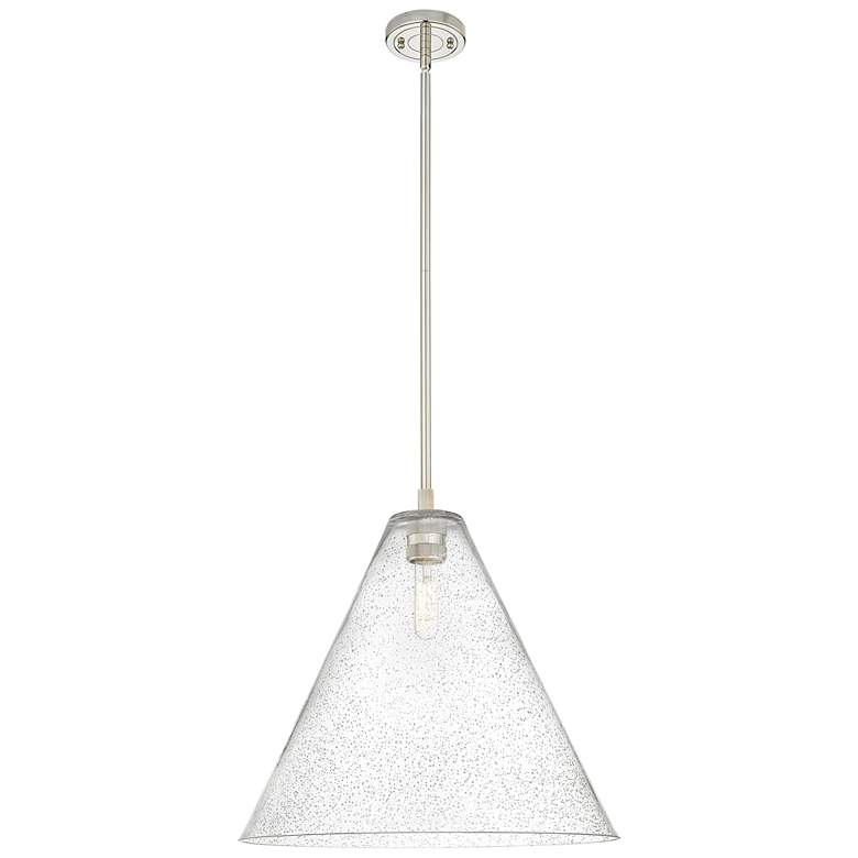 Image 1 Crown Point Berkshire 16"W Polished Nickel Stem Pendant w/ Seedy Shade