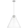 Crown Point Berkshire 16"W Satin Nickel Cord Pendant With Clear Shade