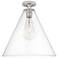 Crown Point Berkshire 16"W Satin Nickel Flush Mount With Clear Shade