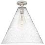 1_Crown Point Berkshire 16"W Satin Nickel Flush Mount With Seedy Shade