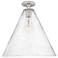 Crown Point Berkshire 16"W Satin Nickel Flush Mount With Seedy Shade