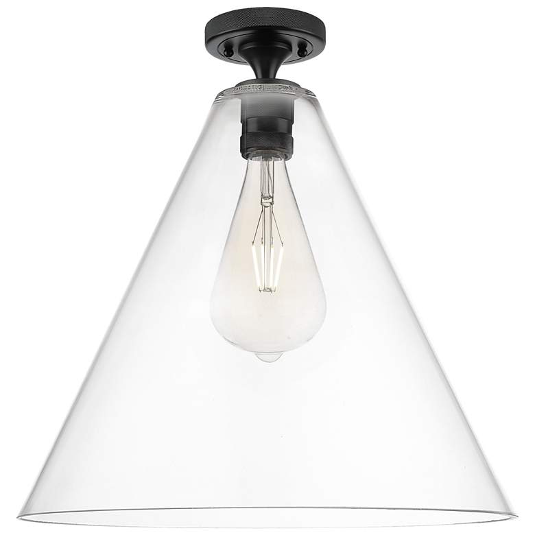 Image 1 Crown Point Berkshire 16" Wide Matte Black Flush Mount With Clear Shade