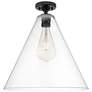 1_Crown Point Berkshire 16" Wide Matte Black Flush Mount With Clear Shade