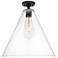 Crown Point Berkshire 16" Wide Matte Black Flush Mount With Clear Shade