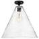 Crown Point Berkshire 16" Wide Matte Black Flush Mount With Seedy Shade