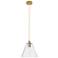 Crown Point Berkshire 8"W Brushed Brass Cord Pendant With Clear Shade