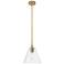 Crown Point Berkshire 8"W Brushed Brass Stem Pendant With Clear Shade