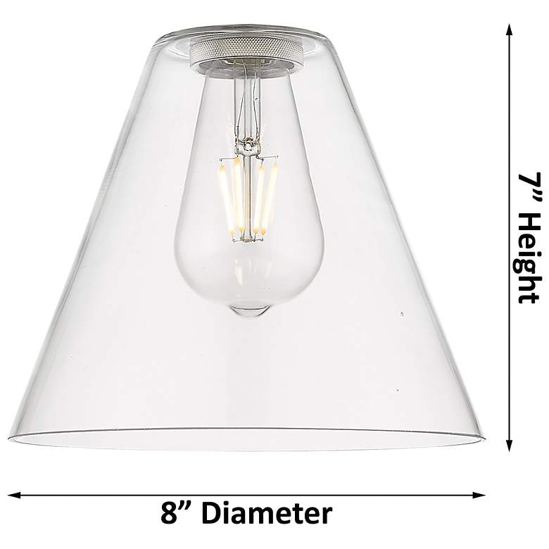 Image 2 Crown Point Berkshire 8"W Brushed Brass Stem Pendant With Clear Shade more views