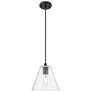 Crown Point Berkshire 8"W Matte Black Cord Pendant With Clear Shade