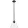 Crown Point Berkshire 8"W Matte Black Stem Pendant With Seedy Shade