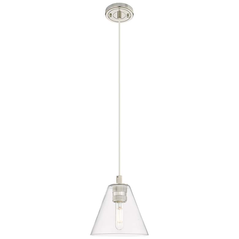 Image 1 Crown Point Berkshire 8"W Polished Nickel Cord Pendant With Clear Shade
