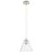 Crown Point Berkshire 8"W Polished Nickel Cord Pendant With Clear Shade