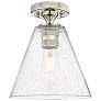 1_Crown Point Berkshire 8"W Polished Nickel Flush Mount With Seedy Shade