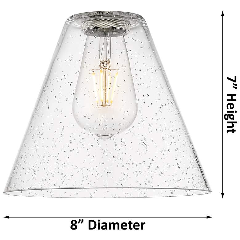 Image 2 Crown Point Berkshire 8"W Polished Nickel Flush Mount With Seedy Shade more views
