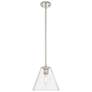 Crown Point Berkshire 8"W Polished Nickel Stem Pendant With Clear Shade