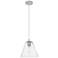 Crown Point Berkshire 8"W Satin Nickel Cord Pendant With Seedy Shade