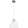 Crown Point Berkshire 8"W Satin Nickel Stem Pendant With Clear Shade