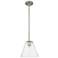 Crown Point Berkshire 8"W Satin Nickel Stem Pendant With Seedy Shade