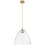 1_Crown Point Bristol 12"W Brushed Brass Cord Pendant With Clear Shade