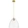 Crown Point Bristol 12"W Brushed Brass Cord Pendant With Clear Shade