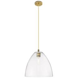 Crown Point Bristol 12"W Brushed Brass Cord Pendant With Clear Shade