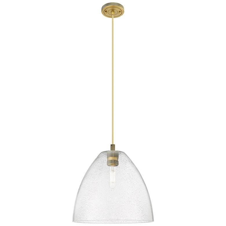 Image 1 Crown Point Bristol 12"W Brushed Brass Cord Pendant With Seedy Shade