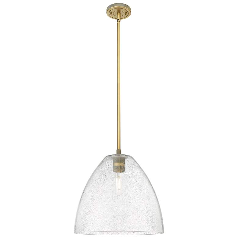 Image 1 Crown Point Bristol 12"W Brushed Brass Stem Pendant With Seedy Shade