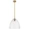 Crown Point Bristol 12"W Brushed Brass Stem Pendant With Seedy Shade