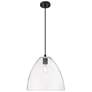 Crown Point Bristol 12"W Matte Black Cord Hung Pendant With Clear Shade
