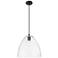 Crown Point Bristol 12"W Matte Black Cord Hung Pendant With Clear Shade