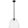 Crown Point Bristol 12"W Matte Black Stem Hung Pendant With Seedy Shade