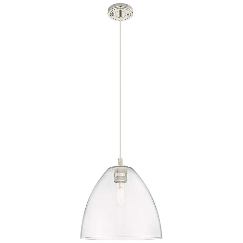 Image 1 Crown Point Bristol 12"W Polished Nickel Cord Pendant With Clear Shade