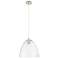 Crown Point Bristol 12"W Polished Nickel Cord Pendant With Clear Shade