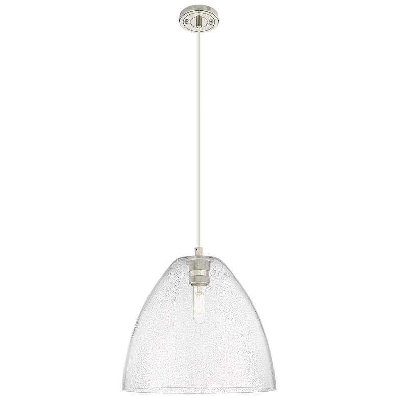 Image 1 Crown Point Bristol 12"W Polished Nickel Cord Pendant With Seedy Shade