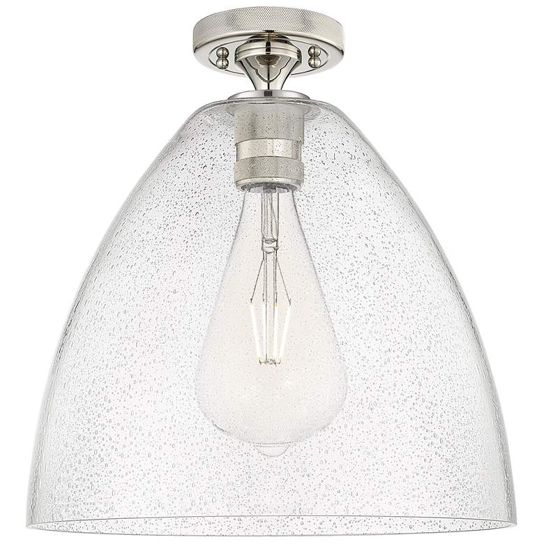 Image 1 Crown Point Bristol 12"W Polished Nickel Flush Mount With Seedy Shade